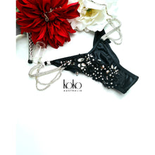 Load image into Gallery viewer, Black and silver WBFF diva Costume - KoKo AustraliaBlack and silver WBFF diva CostumeKoKo Australia