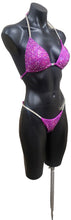Load image into Gallery viewer, Cerise Pink shimmer bikini with premium crystals