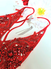 Load image into Gallery viewer, Red beaded onepiece swimsuit (includes deposit)