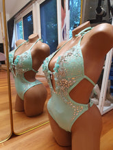 Load image into Gallery viewer, Mint green swimsuit with embellished bust

