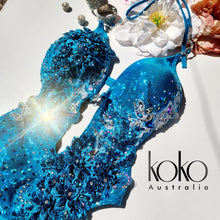 Load image into Gallery viewer, Teal Aqua swimsuit floral lace by koko australia
