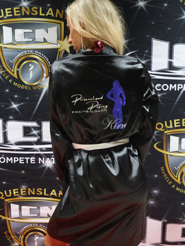 Black custom Team Competition Robe for Personalised Posing