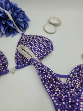 Load image into Gallery viewer, Lilac purple rhinestone competition bikini heavily embellished with crystals
