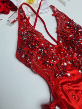 Load image into Gallery viewer, Red beaded onepiece swimsuit (includes deposit)
