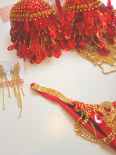 Load image into Gallery viewer, Red sequin WBFF Ms Fitness bikini
