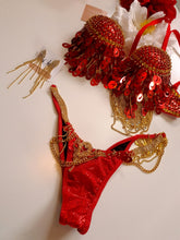 Load image into Gallery viewer, Red sequin WBFF Ms Fitness bikini (price includes deposit)

