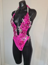 Load image into Gallery viewer, Hot pink swimsuit for bodybuilding competition
