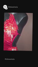Load and play video in Gallery viewer, Video of couture red swimsuit koko australia
