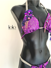 Load image into Gallery viewer, Purple swimsuit for rent swimwear hire ICN bikini competition
